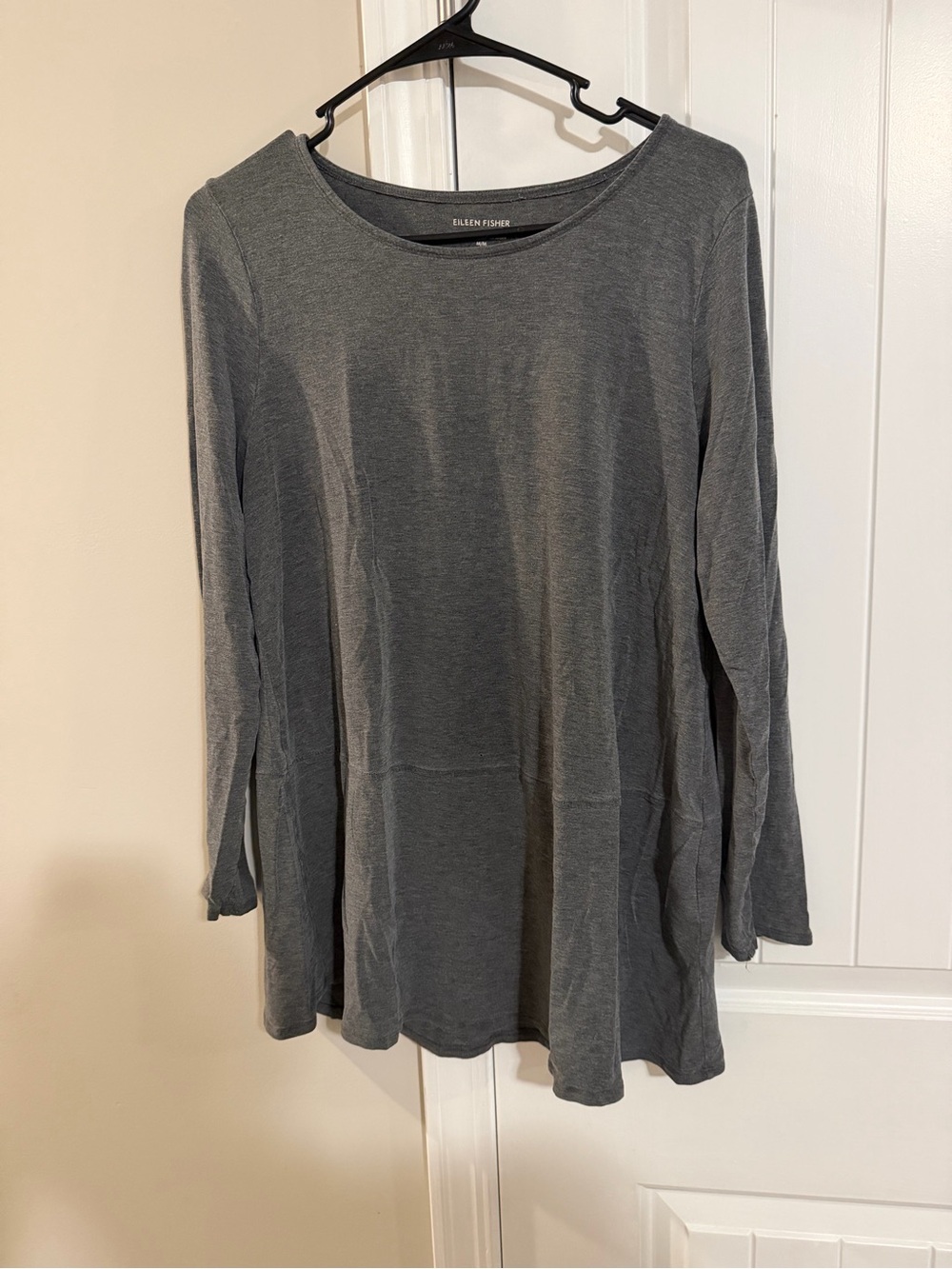 Eileen Fisher Charcoal Gray Long Sleeve Relaxed Tunic Top - Size Medium